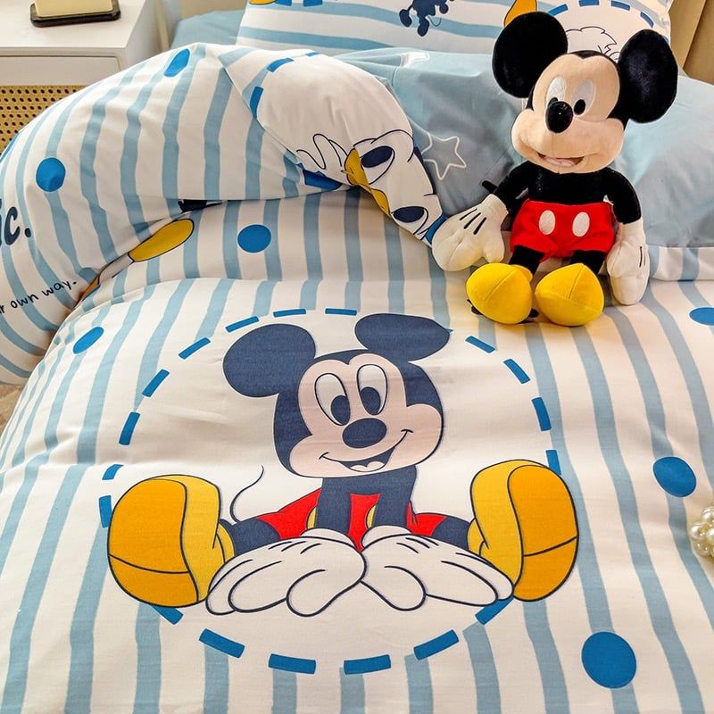 4Pcs Cotton Disney Beddingset Case Mickey And BunDog