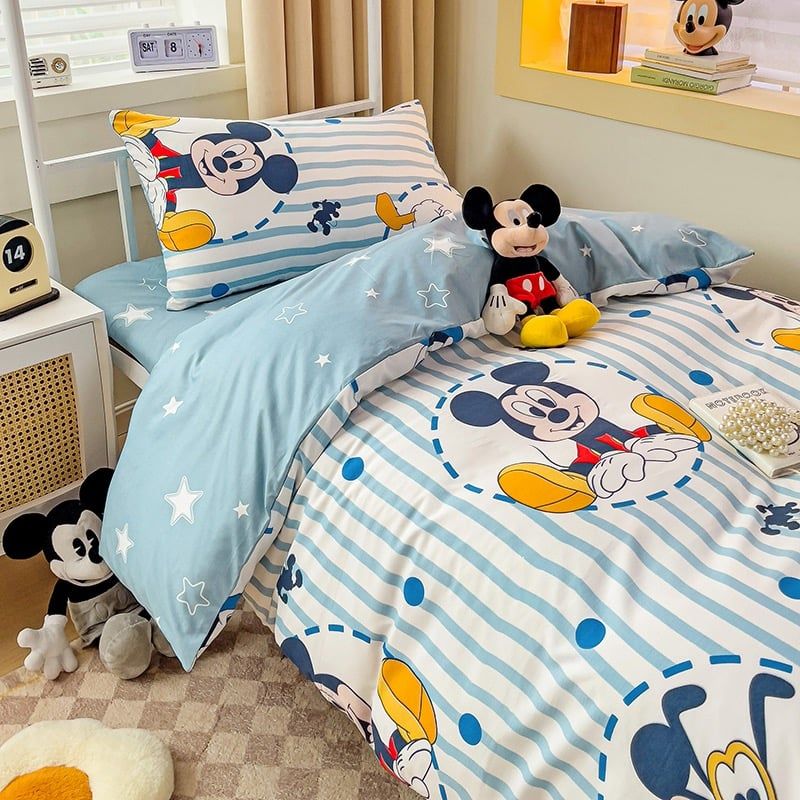 4Pcs Cotton Disney Beddingset Case Mickey And BunDog