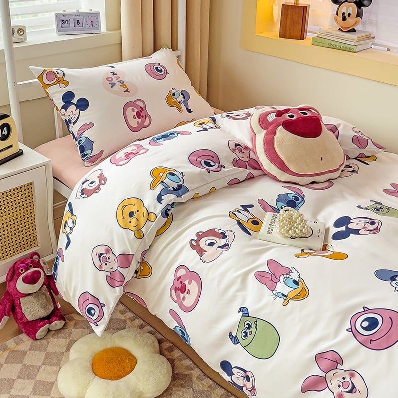 4Pcs Cotton Disney Beddingset Case Disneyland Characters