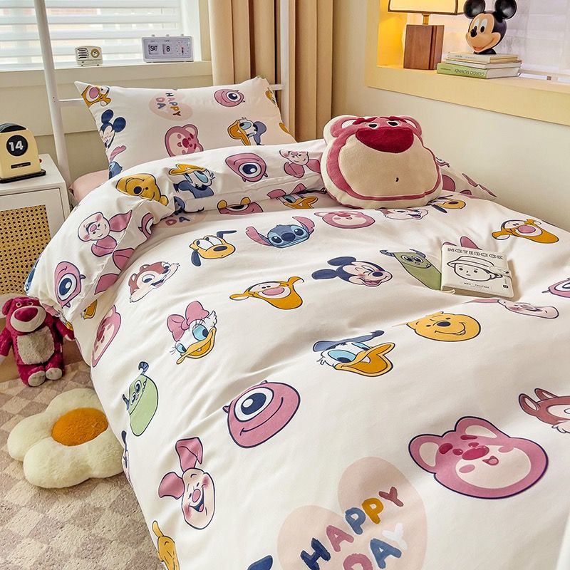 4Pcs Cotton Disney Beddingset Case Disneyland Characters