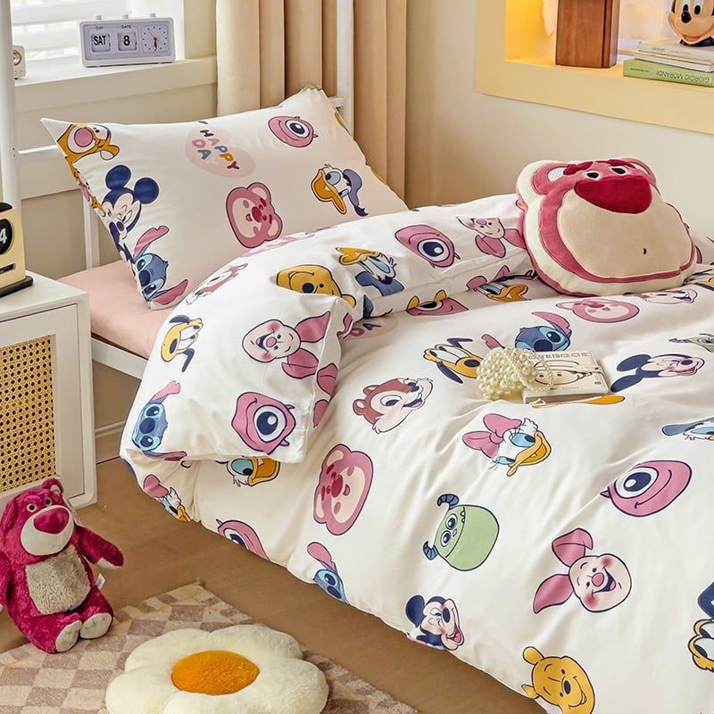 4Pcs Cotton Disney Beddingset Case Disneyland Characters