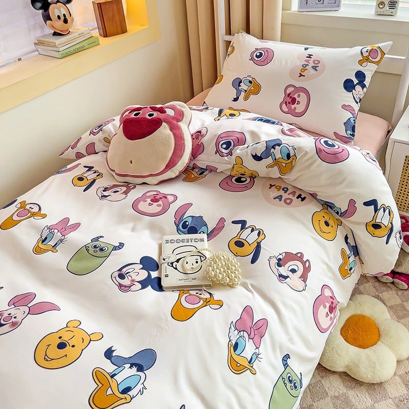 4Pcs Cotton Disney Beddingset Case Disneyland Characters