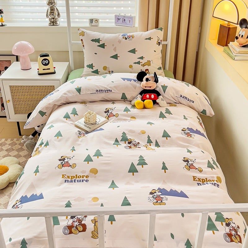 4pcs Cotton Disney Beddingset Case Mickey and the Green Christmas Tree