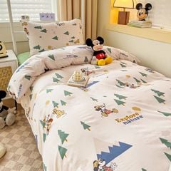 4pcs Cotton Disney Beddingset Case Mickey and the Green Christmas Tree