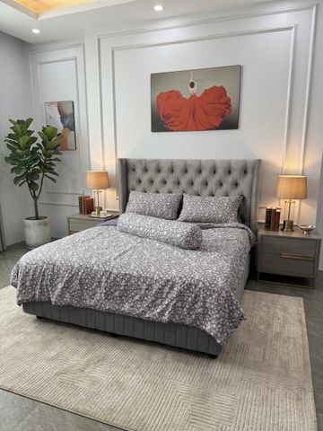 Bộ Chăn Ga chần hè Mint Bạc Hà Linen Mark De'Paris ID: 5PCSMINTLINEN