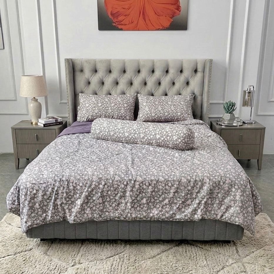 Bộ Chăn Ga chần hè Mint Bạc Hà Linen Mark De'Paris ID: 5PCSMINTLINEN