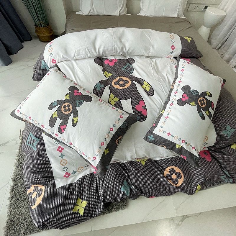Cotton 40s in kĩ thuật số Bộ chăn ga set 4 món Bear Rich