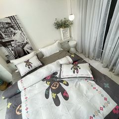 Cotton 40s in kĩ thuật số Bộ chăn ga set 4 món Bear Rich