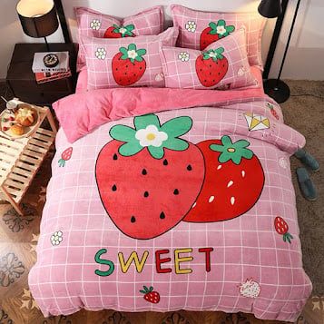 Set 4 Món Nỉ Nhung 200gr hình in 3D Strawberry