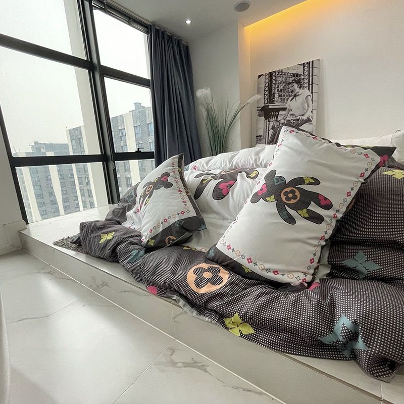 Cotton 40s in kĩ thuật số Bộ chăn ga set 4 món Bear Rich