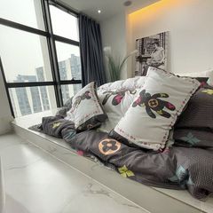 Cotton 40s in kĩ thuật số Bộ chăn ga set 4 món Bear Rich