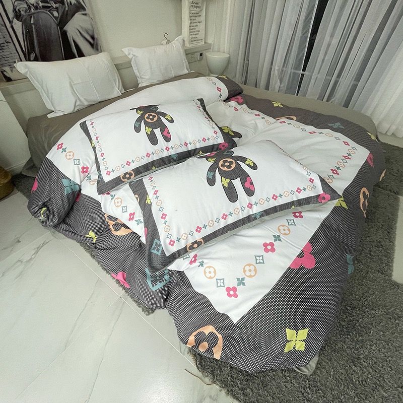 Cotton 40s in kĩ thuật số Bộ chăn ga set 4 món Bear Rich