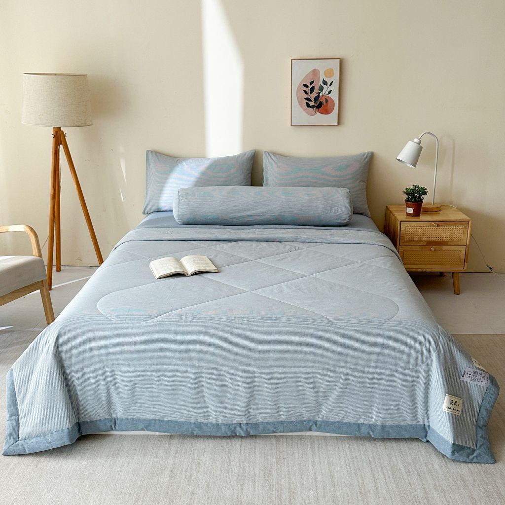 5Pcs Japan Linen |  New Colection  Bedsets Summer Blanket 230*200 Drap Freesize | ID jp025014