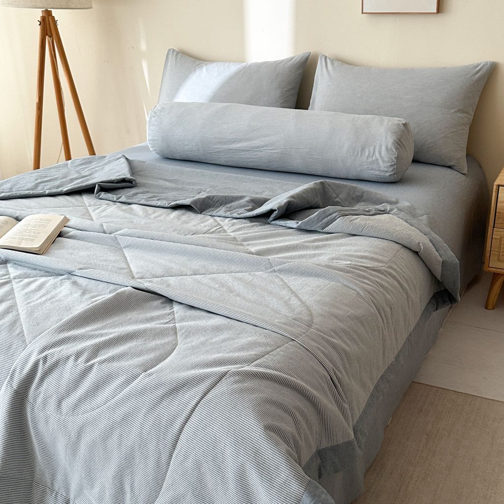 5Pcs Japan Linen |  New Colection  Bedsets Summer Blanket 230*200 Drap Freesize | ID jp025014