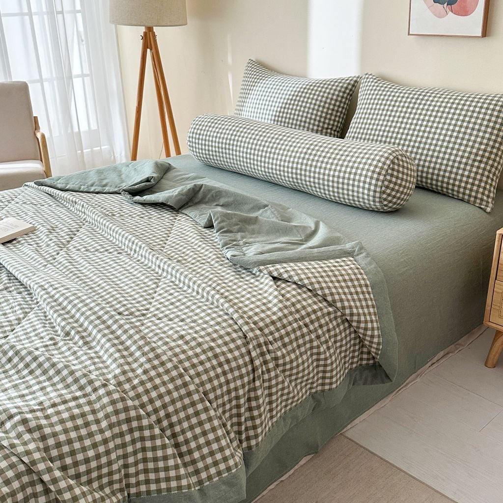 5Pcs Japan Linen |  New Colection  Bedsets Summer Blanket 230*200 Drap Freesize | ID jp025001