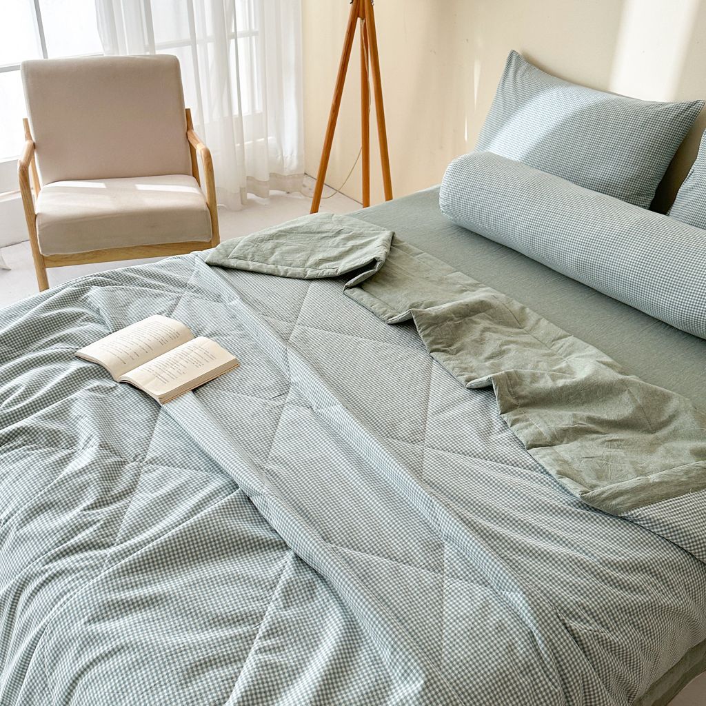 5Pcs Japan Linen |  New Colection  Bedsets Summer Blanket 230*200 Drap Freesize | ID jp025009