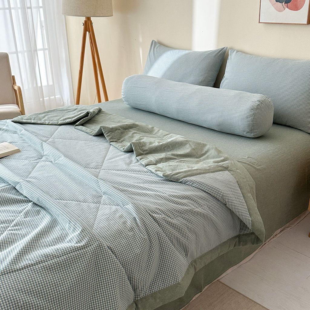 5Pcs Japan Linen |  New Colection  Bedsets Summer Blanket 230*200 Drap Freesize | ID jp025009