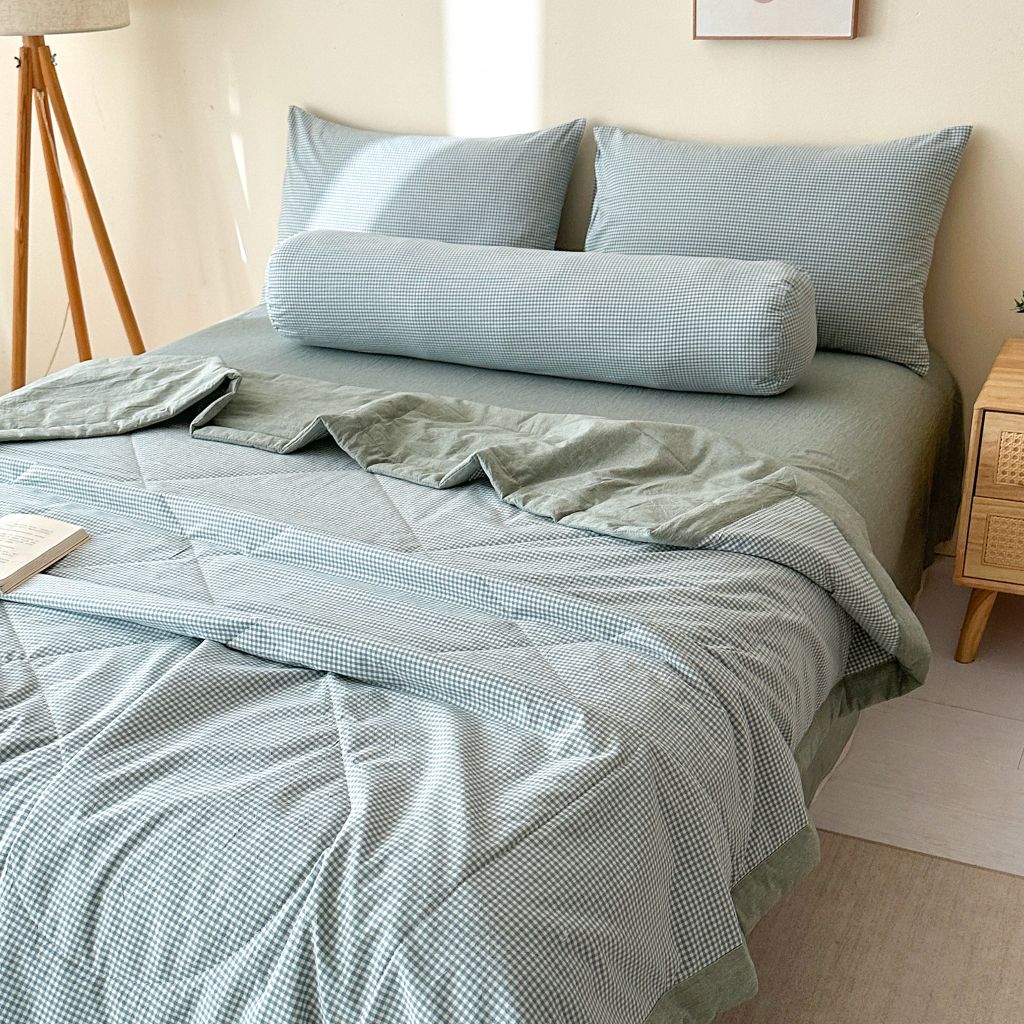 5Pcs Japan Linen |  New Colection  Bedsets Summer Blanket 230*200 Drap Freesize | ID jp025009