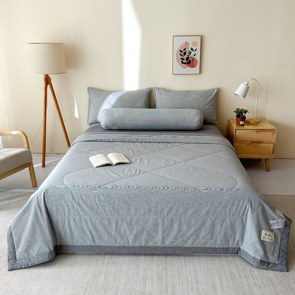 5Pcs Japan Linen |  New Colection  Bedsets Summer Blanket 230*200 Drap Freesize | ID jp025010