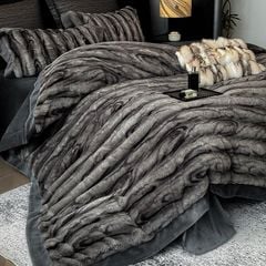 Warm Winter New Arrival Lovewe | 4Pcs Cover Luxury Bed Set Velvet Milk 380gram | ID01 Color DarkGray Wood Grain