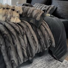 Warm Winter New Arrival Lovewe | 4Pcs Cover Luxury Bed Set Velvet Milk 380gram | ID01 Color DarkGray Wood Grain