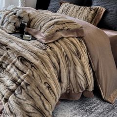 Winter New Arrival Lovewe | 4Pcs Cover Luxury Bed Set Velvet Milk 380gram | ID03 Color Dark Brown Wood Grain