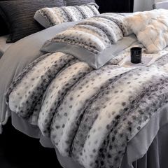 Winter New Arrival Lovewe | 4Pcs Cover Luxury Bed Set Velvet Milk 380gram | ID05 Color LightGray Leopard Pattern