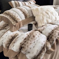 Winter New Arrival Lovewe | 4Pcs Cover Luxury Bed Set Velvet Milk 380gram | ID06 Color Brown Leopard Pattern