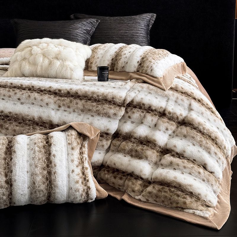 Winter New Arrival Lovewe | 4Pcs Cover Luxury Bed Set Velvet Milk 380gram | ID06 Color Brown Leopard Pattern