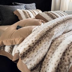 Winter New Arrival Lovewe | 4Pcs Cover Luxury Bed Set Velvet Milk 380gram | ID06 Color Brown Leopard Pattern