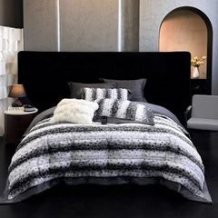 Winter New Arrival Lovewe | 4Pcs Cover Luxury Bed Set Velvet Milk 380gram | ID07 Color LightGray Leopard Pattern