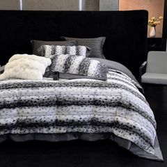 Winter New Arrival Lovewe | 4Pcs Cover Luxury Bed Set Velvet Milk 380gram | ID07 Color LightGray Leopard Pattern