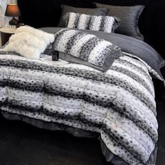 Winter New Arrival Lovewe | 4Pcs Cover Luxury Bed Set Velvet Milk 380gram | ID07 Color LightGray Leopard Pattern