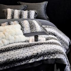 Winter New Arrival Lovewe | 4Pcs Cover Luxury Bed Set Velvet Milk 380gram | ID07 Color LightGray Leopard Pattern