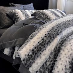 Winter New Arrival Lovewe | 4Pcs Cover Luxury Bed Set Velvet Milk 380gram | ID07 Color LightGray Leopard Pattern
