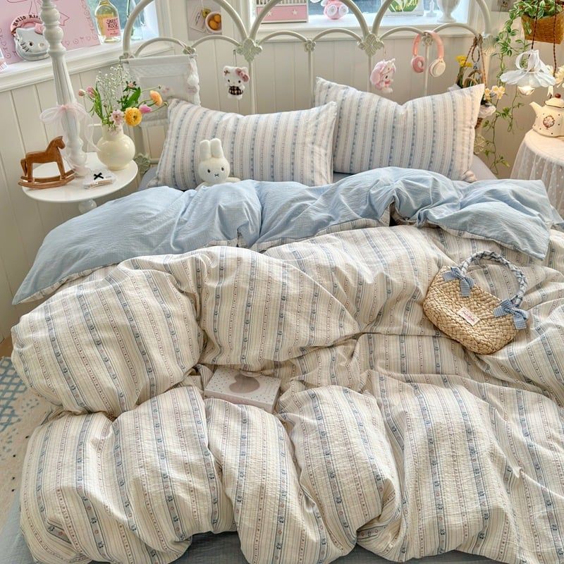 4Pcs Cloud Linen | Set Đũi Mây Phong cách trẻ trung hiện đại | ID 4PCSCLOUDLINE29