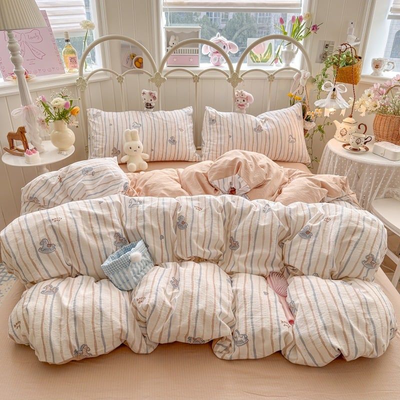 4Pcs Cloud Linen | Set Đũi Mây Phong cách trẻ trung hiện đại | ID 4PCSCLOUDLINE36