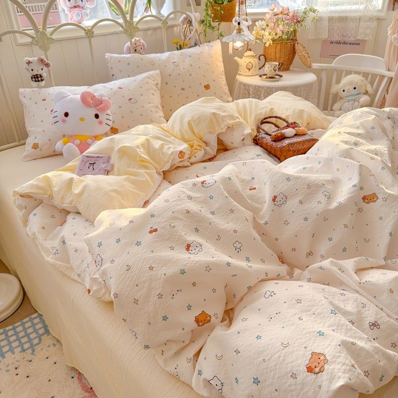 4Pcs Cloud Linen | Set Đũi Mây Phong cách trẻ trung hiện đại | ID 4PCSCLOUDLINE38