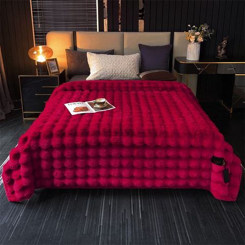 FOX MODER LUXURY FURBLANKET - BURGUNDY