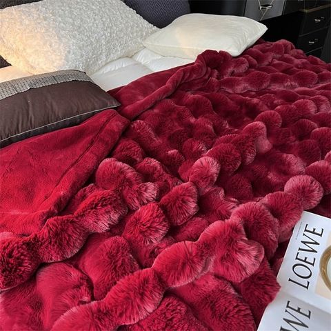 FOX MODER LUXURY FURBLANKET - BURGUNDY