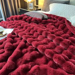 FOX MODER LUXURY FURBLANKET - BURGUNDY