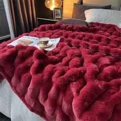 FOX MODER LUXURY FURBLANKET - BURGUNDY