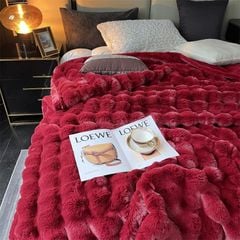 FOX MODER LUXURY FURBLANKET - BURGUNDY