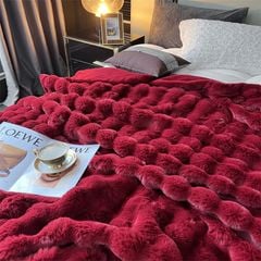 FOX MODER LUXURY FURBLANKET - BURGUNDY
