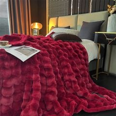 FOX MODER LUXURY FURBLANKET - BURGUNDY