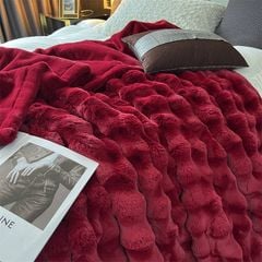 FOX MODER LUXURY FURBLANKET - BURGUNDY