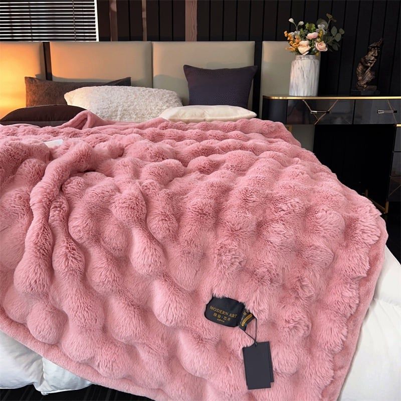 FOX MODER LUXURY FURBLANKET - PINK