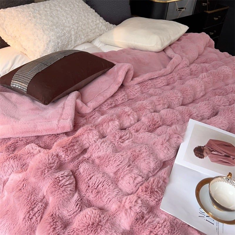 FOX MODER LUXURY FURBLANKET - PINK