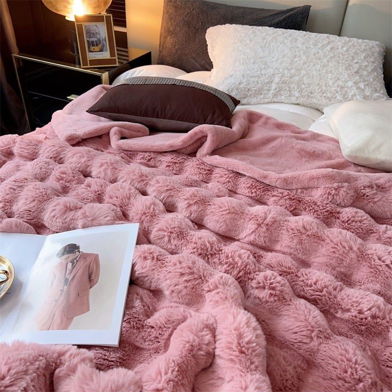 FOX MODER LUXURY FURBLANKET - PINK
