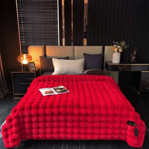 FOX MODER LUXURY FURBLANKET - RED